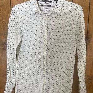 Scotch & Soda White Shirt with Navy Micro Diamond Print